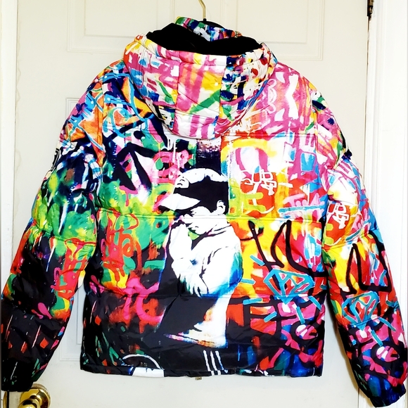 Tango Hotel × Brandalised Praying Boy Men's Winter Puffer Jacket Size Medium - Picture 5 of 5